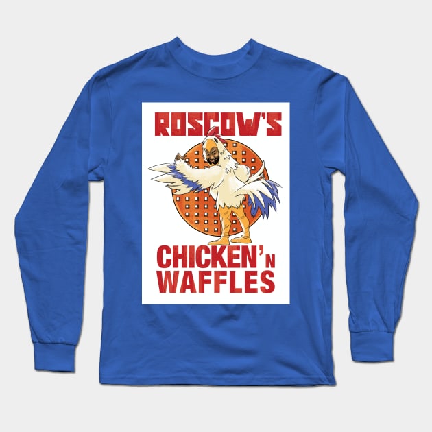 Roscow's Chicken 'N Waffles Long Sleeve T-Shirt by Medium Popcorn